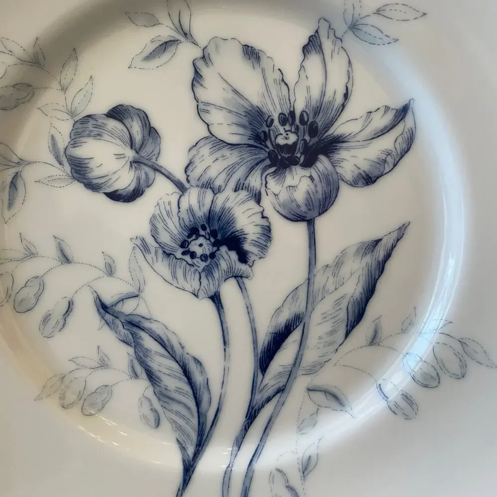 6 Charter Club Fashion Buffet Platinum Blue Floral Salad Plates 8.5in for Macy's
